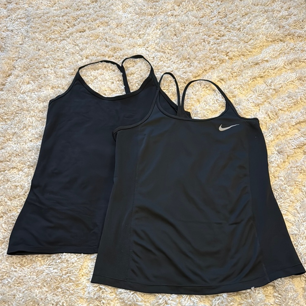 Nike Black Spaghetti Strap Tank Work Out Tops (2)
